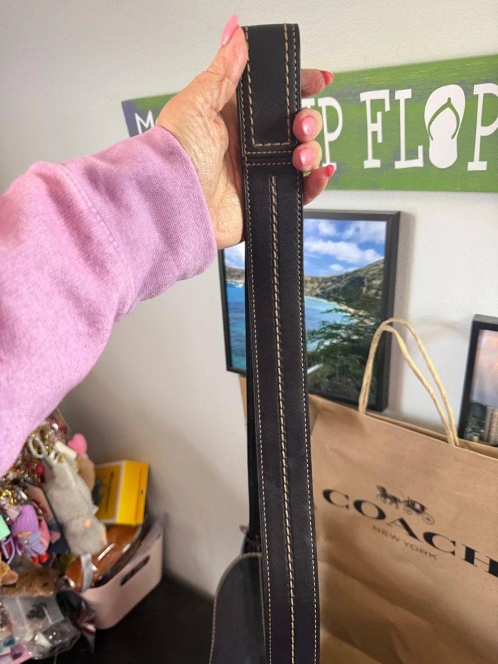 Coach Signature Leather and Canvas Flap Duffle Bag - Picture 12 of 17